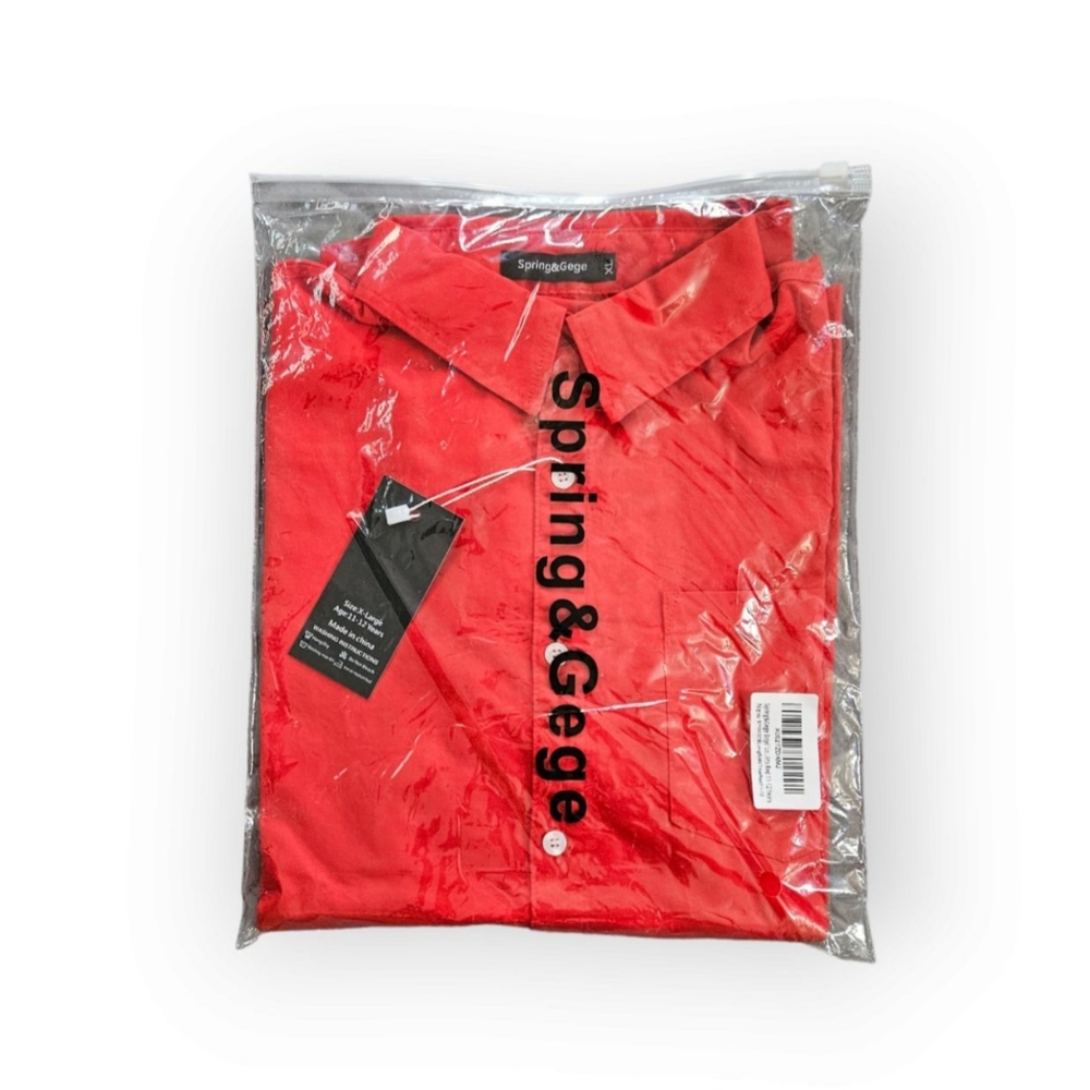 New w/Tag Boy's Red Buttoned Shirt Size L